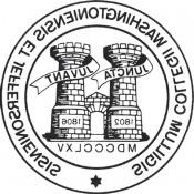Seal of Washington & Jefferson College - two joined towers inside a circle